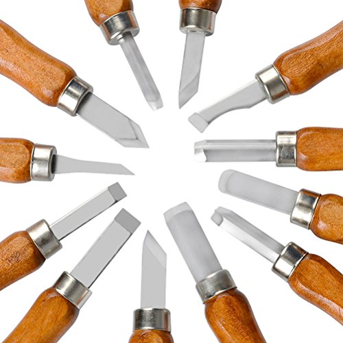 TIMESETL 17Pack Small Wood Carving Set, 12pcs Wood Carving Tools S...