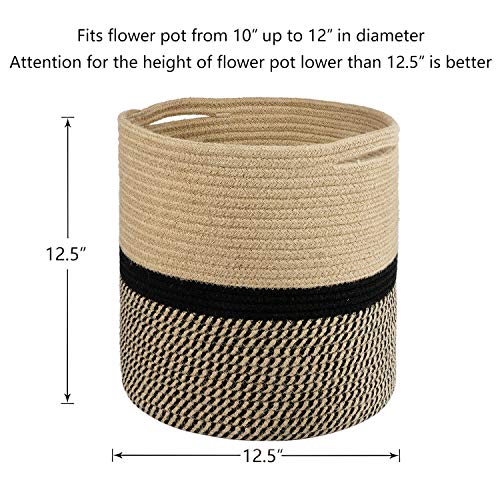 TIMEYARD Sturdy Jute Rope Plant Basket Modern Woven Basket for 11...