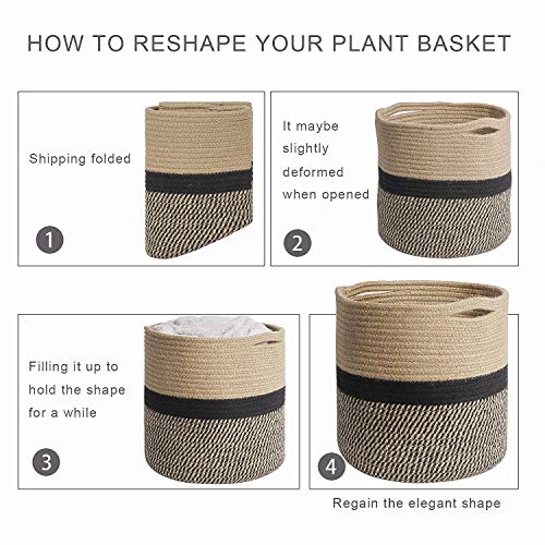 TIMEYARD Sturdy Jute Rope Plant Basket Modern Woven Basket for 11...