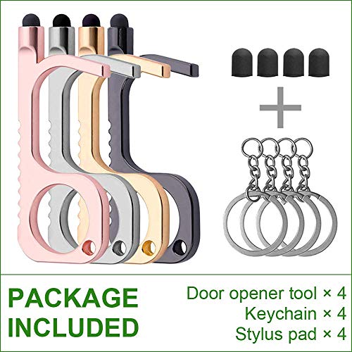 No Touch Door Opener Tool 4 Pack Touchless Keychain Hand Tools wit...