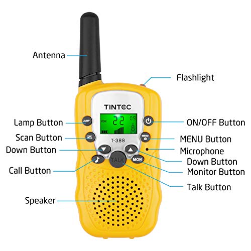Tintec 3 Pack Walkie Talkies, 22 Channels 2 way Radio Toy with Bac...