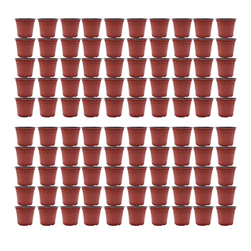 TINVHY 100 Pcs Plastic Plants Nursery Pot/Pots Seedlings Flower Pl...