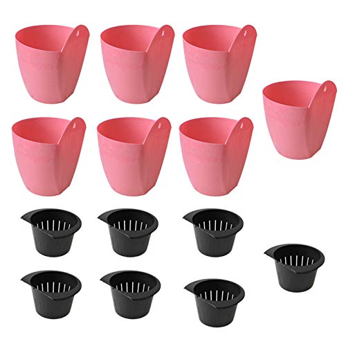 TINVHY 7Pack Pink Self-Watering Plant Flower Pot Wall Hanging Plas...