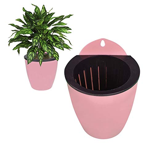TINVHY 7Pack Pink Self-Watering Plant Flower Pot Wall Hanging Plas...