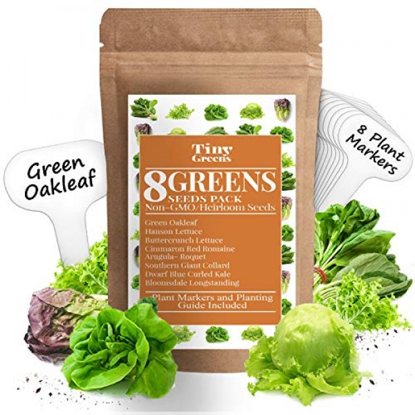 Heirloom Lettuce & Leafy Greens Seeds - Romaine, Kale, Spinach, Bu...