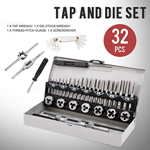 Tap and Die Set Metric Hardened Steel Combination Garage Tool Kit ...