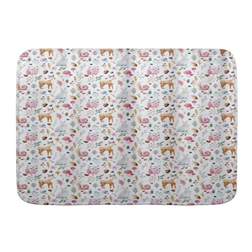 TISAGUER Door Mats,Cute Animals Deer Snail Owl and Rabbit Watercol...
