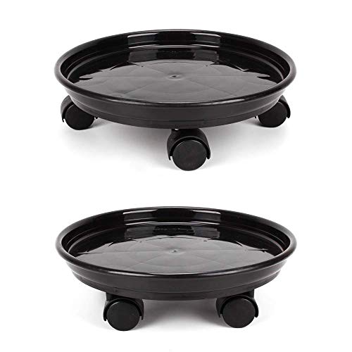 2 Pack Plant Caddy, Round Potted Plant Stand on Wheels, Heavy Duty...