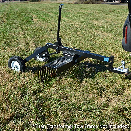 Titan Attachments Landscape Rake 4 Transformer Tow Frame 24 Tines...