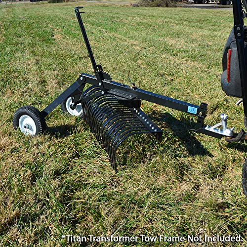 Titan Attachments Landscape Rake 4 Transformer Tow Frame 24 Tines...