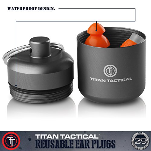Titan Tactical 29NRR Reusable Shooting Ear Plugs w/Removable Noise...