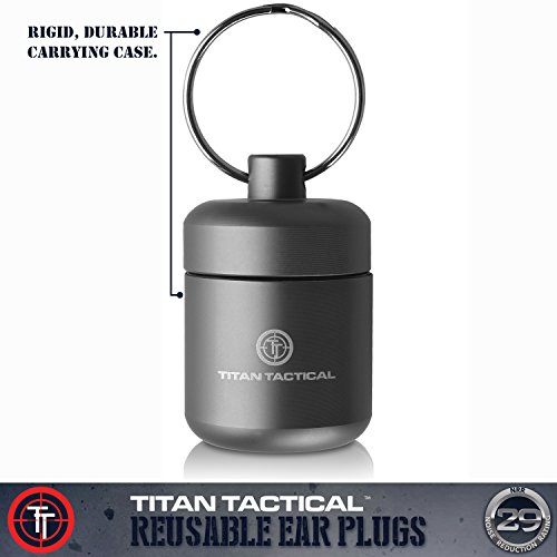 Titan Tactical 29NRR Reusable Shooting Ear Plugs w/Removable Noise...
