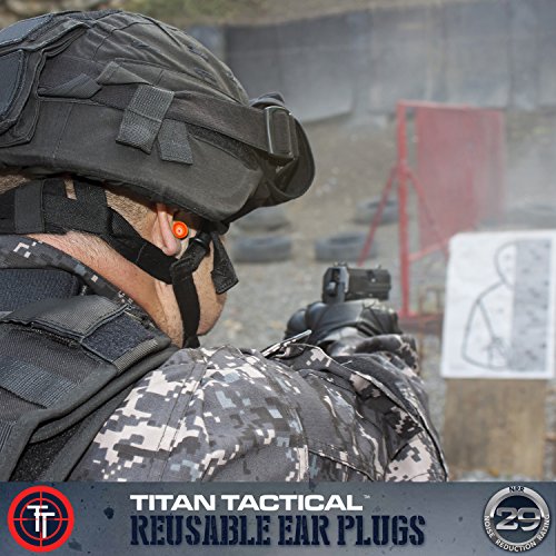 Titan Tactical 29NRR Reusable Shooting Ear Plugs w/Removable Noise...