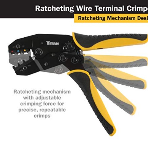 Titan Tools 11477 Ratcheting Wire Terminal Crimper Tool for Insula...