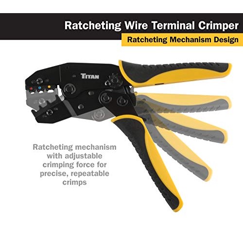 Titan Tools 11477 Ratcheting Wire Terminal Crimper Tool for Insula...