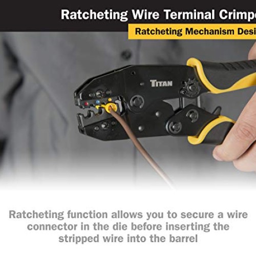 Titan Tools 11477 Ratcheting Wire Terminal Crimper Tool for Insula...