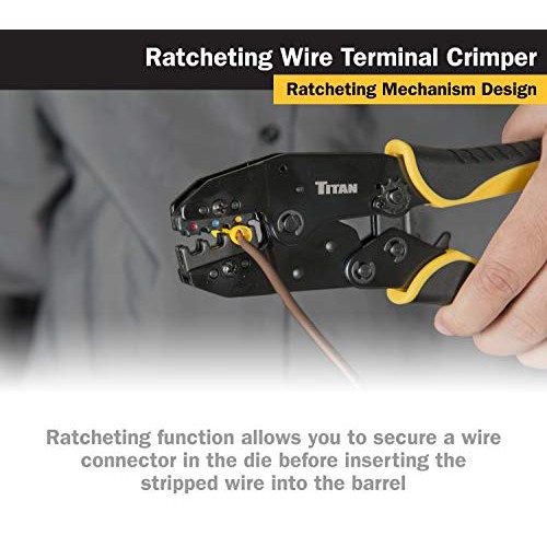 Titan Tools 11477 Ratcheting Wire Terminal Crimper Tool for Insula...