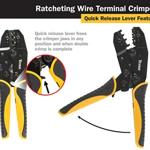 Titan Tools 11477 Ratcheting Wire Terminal Crimper Tool for Insula...