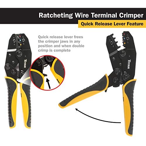 Titan Tools 11477 Ratcheting Wire Terminal Crimper Tool for Insula...
