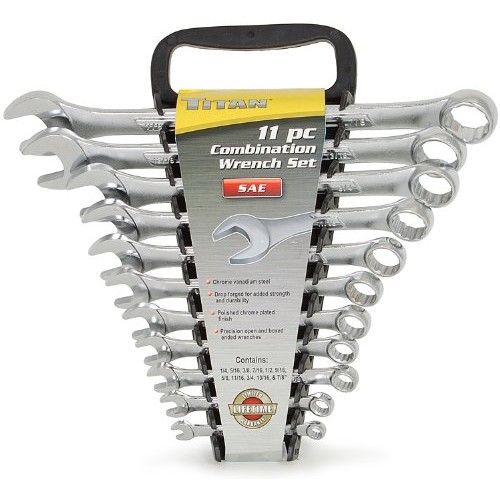 Titan Tools 17327 11-Piece SAE Raised Panel Combo Wrench Set