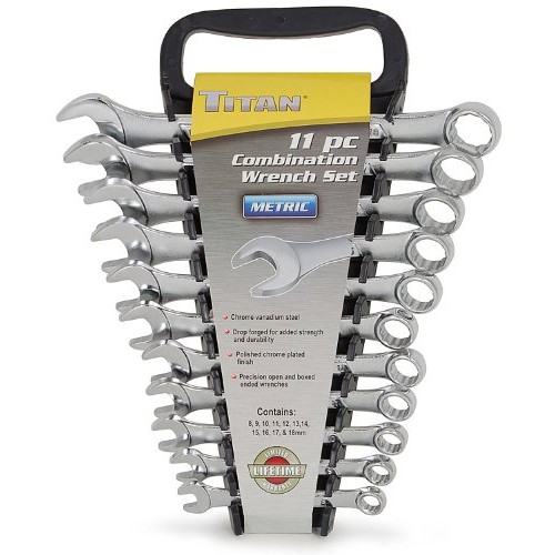 Titan Tools 17328 11-Piece Metric Raised Panel Combo Wrench Set