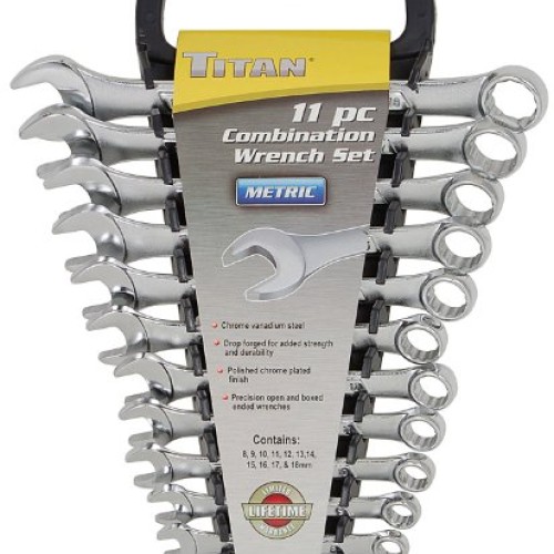 Titan Tools 17328 11-Piece Metric Raised Panel Combo Wrench Set