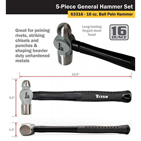 Titan 63125 5-Piece Hammer Set