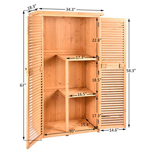 TITIMO 63 Outdoor Garden Storage Shed - Wooden Shutter Design Fir...