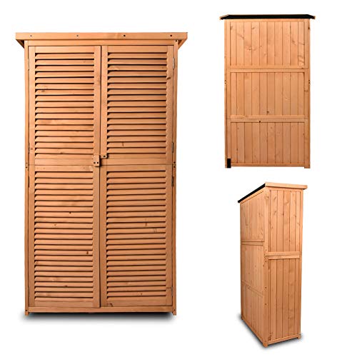 TITIMO 63 Outdoor Garden Storage Shed - Wooden Shutter Design Fir...