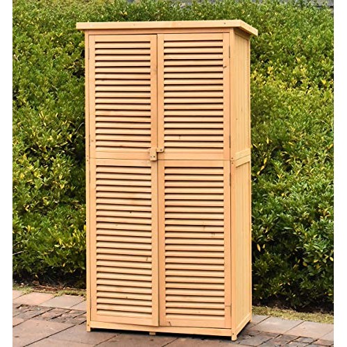 TITIMO 63 Outdoor Garden Storage Shed - Wooden Shutter Design Fir...