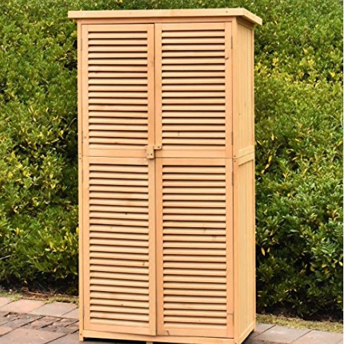 TITIMO 63 Outdoor Garden Storage Shed - Wooden Shutter Design Fir...