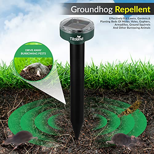 Mole Repellent Solar Powered for Lawns, 8 Pack Gopher Repellent Ul...