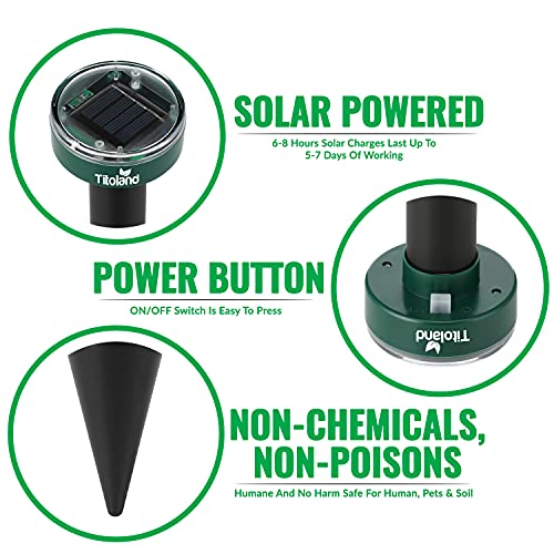 Mole Repellent Solar Powered for Lawns, 8 Pack Gopher Repellent Ul...