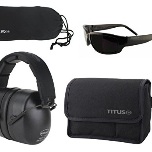 Titus 37 Decibel NRR Black Safety Earmuffs & Glasses Combo