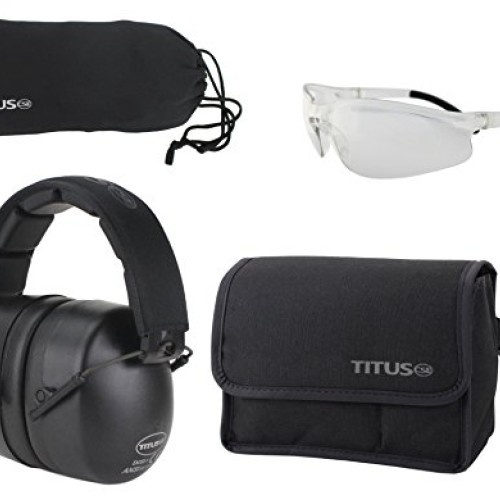 Titus 37 Decibel NRR Black Safety Earmuffs & Glasses Combo