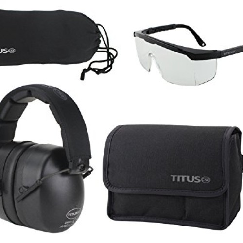 Titus 37 Decibel NRR Black Safety Earmuffs & Glasses Combo