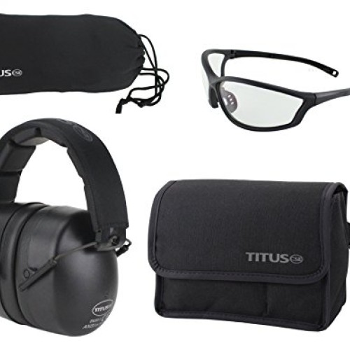 Titus 37 Decibel NRR Black Safety Earmuffs & Glasses Combo