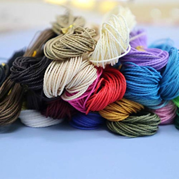Tiumso 28 Colors 1mm Waxed Polyester Twine Cord 3 Strands Macrame ...
