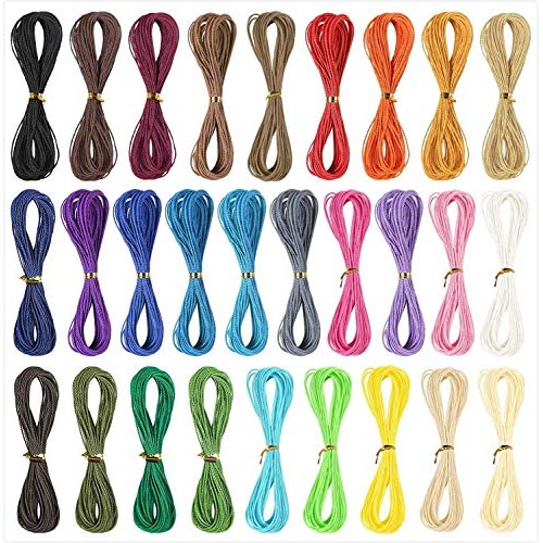 Tiumso 28 Colors 1mm Waxed Polyester Twine Cord 3 Strands Macrame ...