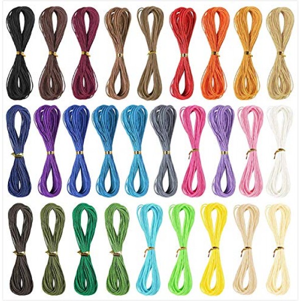 Tiumso 28 Colors 1mm Waxed Polyester Twine Cord 3 Strands Macrame ...