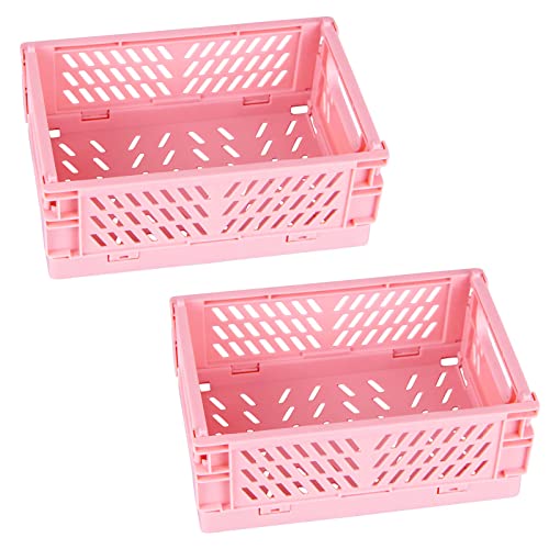 Tixill 2-Pack Mini Foldable Plastic Baskets for Organizing and Sto...