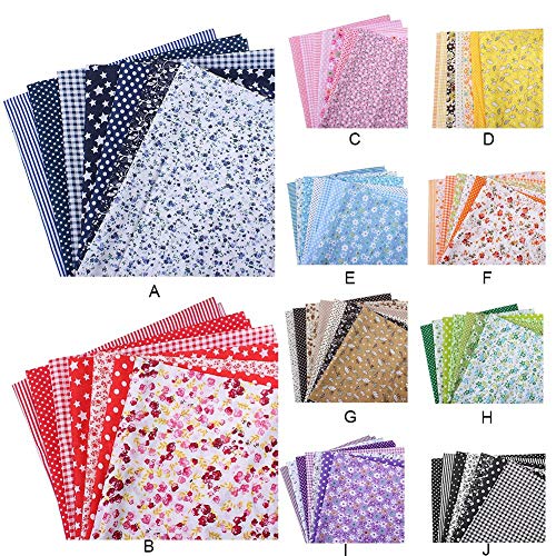 TJK 7pcs Quilting Fabric- Fat Quarters Fabric Bundles- 100% Cotton...