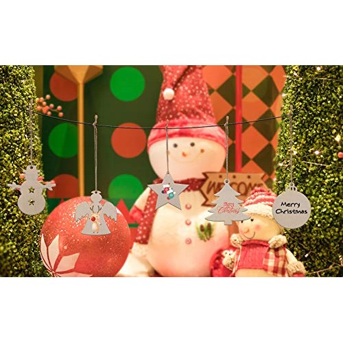 50 Pcs Unfinished Paintable Blank Wooden Christmas Festival Decora...