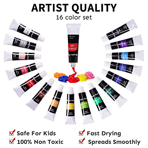 33 Piece Canvas Painting Kit, Acrylic Paint Set, Includes 4 Stretc...