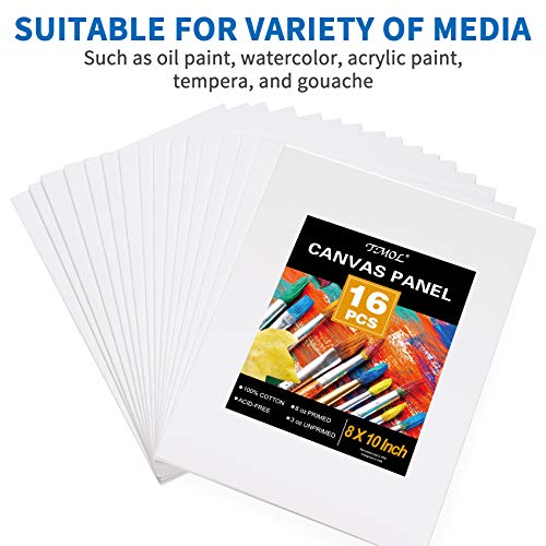 Painting Canvas Panels, 8x10, Set of 16, Artist Canvas Boards for...