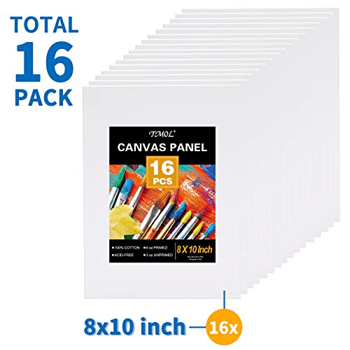 Painting Canvas Panels, 8x10, Set of 16, Artist Canvas Boards for...