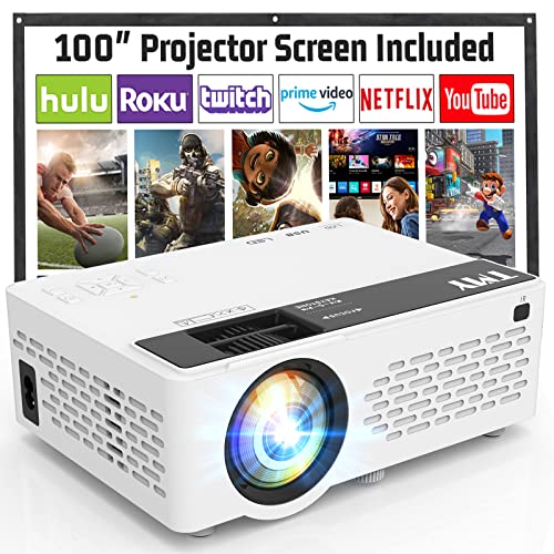 TMY Projector, Upgraded 9500 Lumens with 100 Projector Screen, 10...