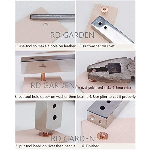 Towonder Copper Rivets with Setters Rust-Proof Studs DIY Leather C...