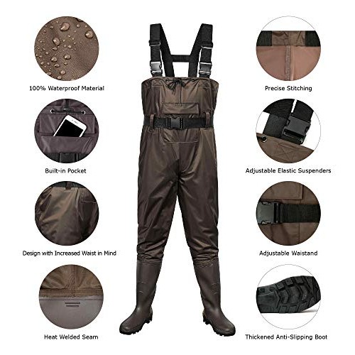 Toandon Mens Chest Waders Fishing Bootfoot Waders with Boots Water...