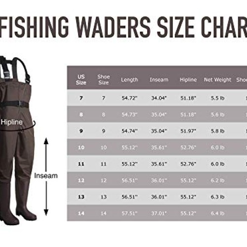 Toandon Mens Chest Waders Fishing Bootfoot Waders with Boots Water...